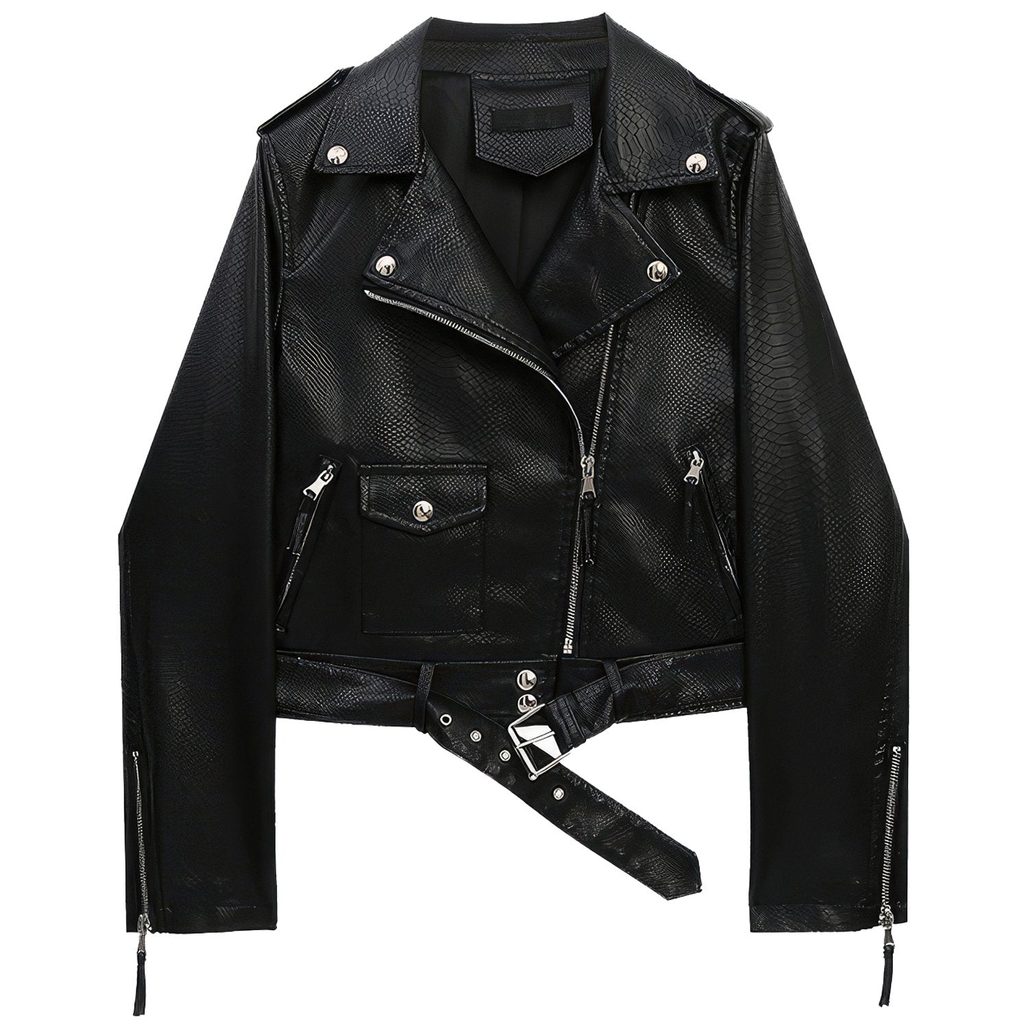 Women’s Black Biker Genuine Sheepskin Leather Jacket