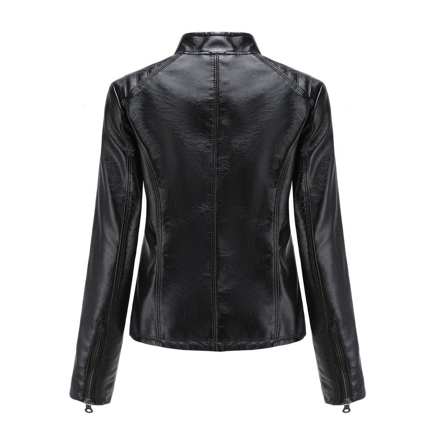Black Leather Biker Jacket for Women