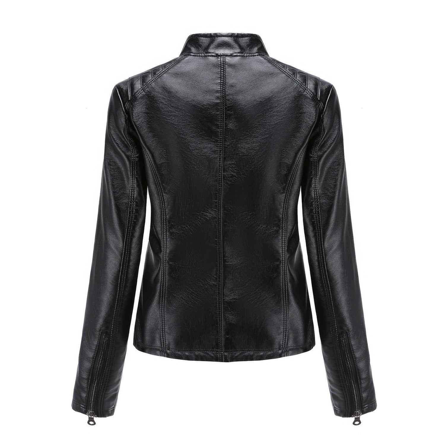 Black Leather Biker Jacket for Women