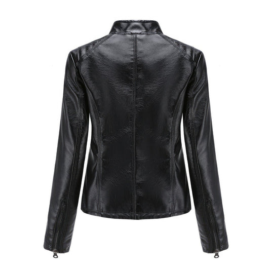 Black Leather Biker Jacket for Women