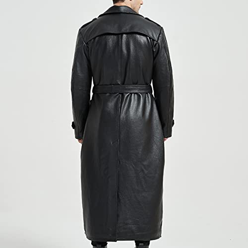 Men’s black sheepskin leather trench coat