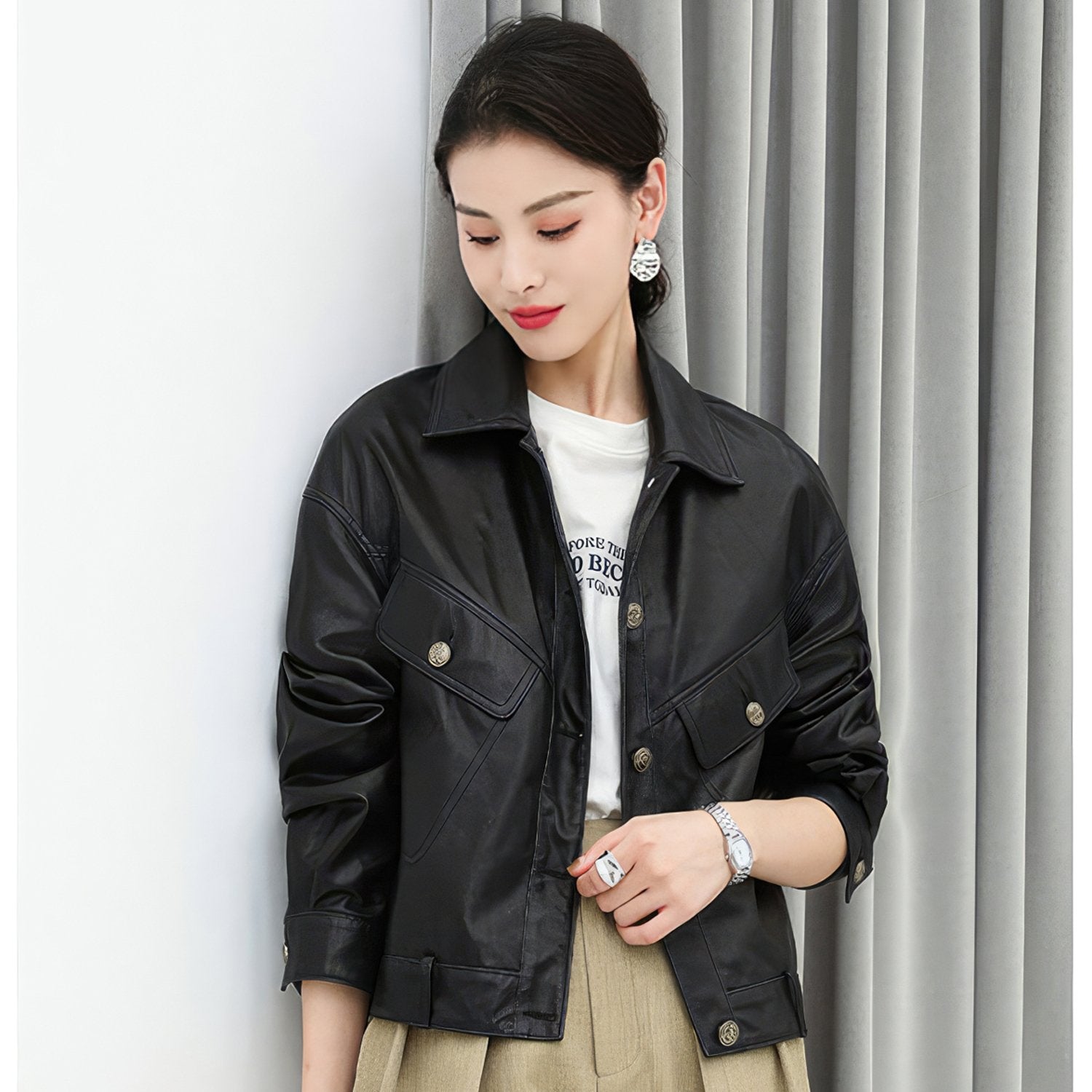 Black Leather jacket for Women