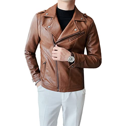 Men’s Brown Sheepskin Moto Biker Jacket – ArnaLuxe