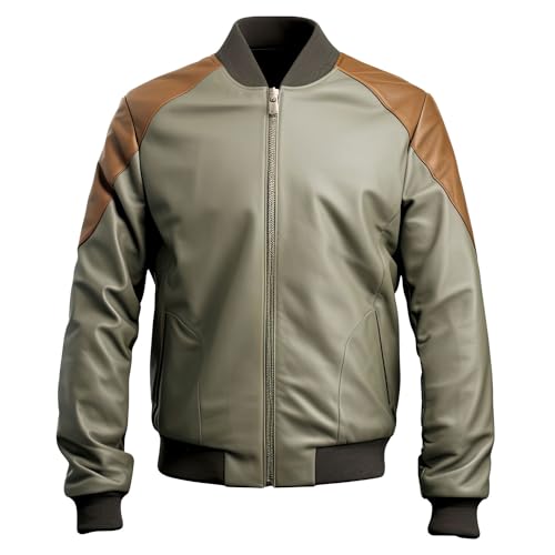 Men’s Brown Grey Sheepskin Bomber Jacket – Arna Luxe