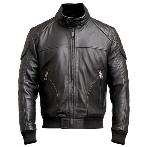 Men’s Black Sheepskin Aviator Bomber Jacket with Sherpa Lining – Arna Luxe