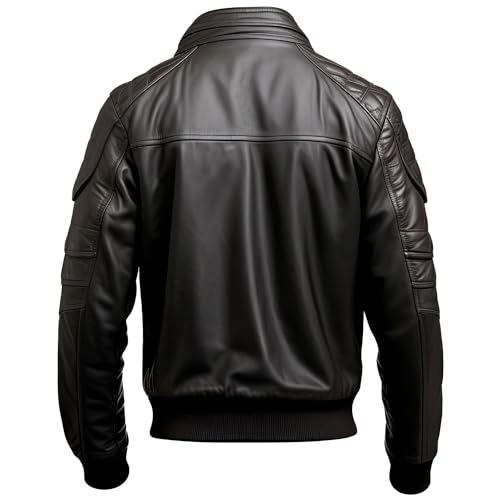Men’s Black Sheepskin Aviator Bomber Jacket with Sherpa Lining – Arna Luxe