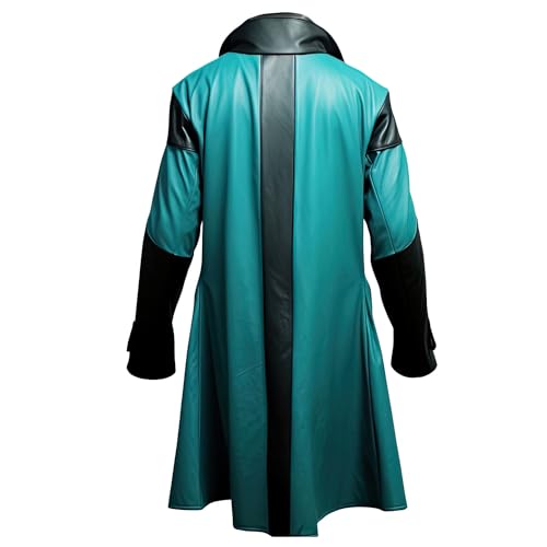 Men’s sea green and black sheepskin leather trench coat
