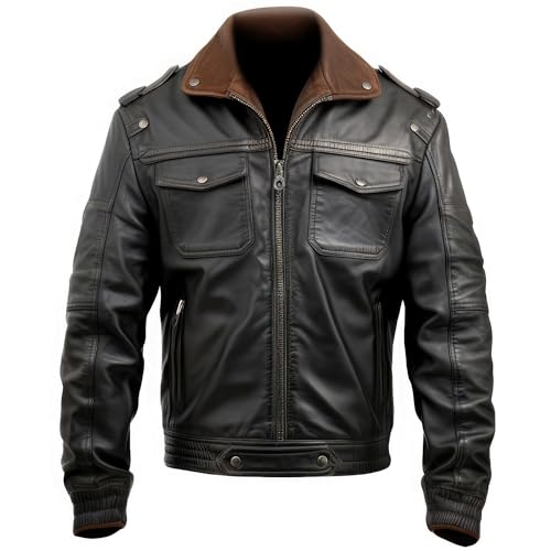 Men’s Black Sheepskin Motorcycle Biker Leather Jacket | ArnaLuxe