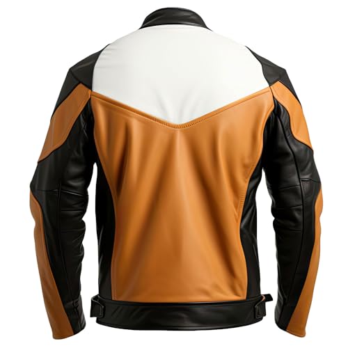 Men’s Brown Genuine Sheepskin Stand Collar Sporty Biker Leather Jacket