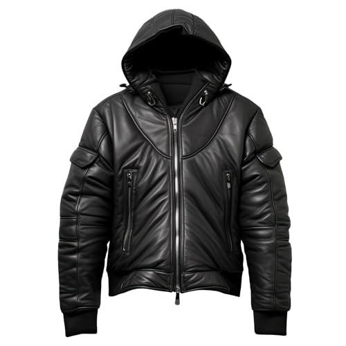 Men’s Black Sheepskin Hooded Bomber Jacket – Arna Luxe