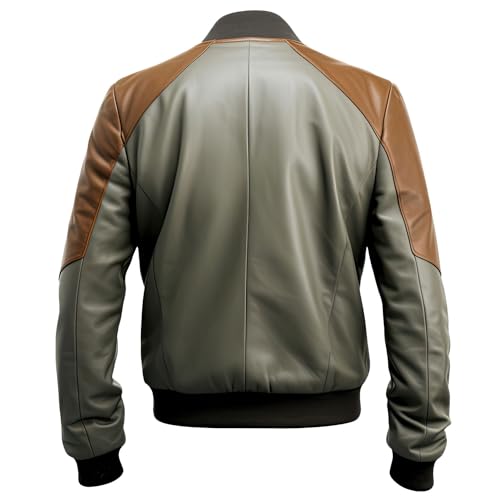Men’s Brown Grey Sheepskin Bomber Jacket – Arna Luxe