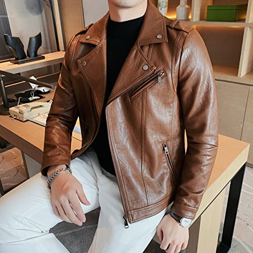Men’s Brown Sheepskin Moto Biker Jacket – ArnaLuxe