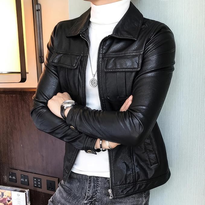 Men’s Black Lambskin Biker Jacket – ArnaLuxe