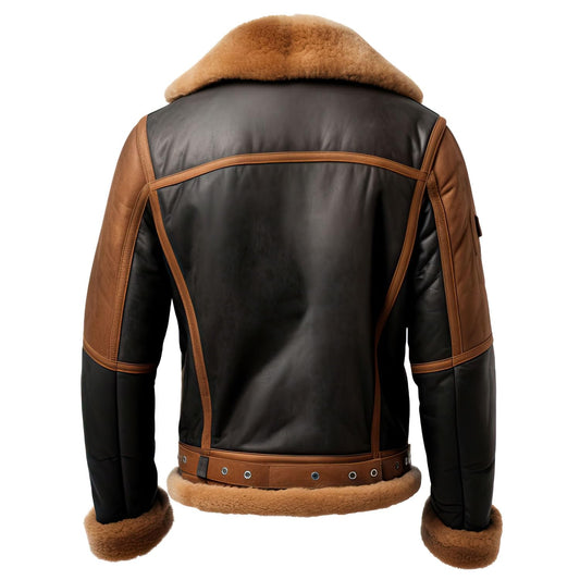 Men’s Brown Black Sheepskin B3 Bomber Jacket – Arna Luxe