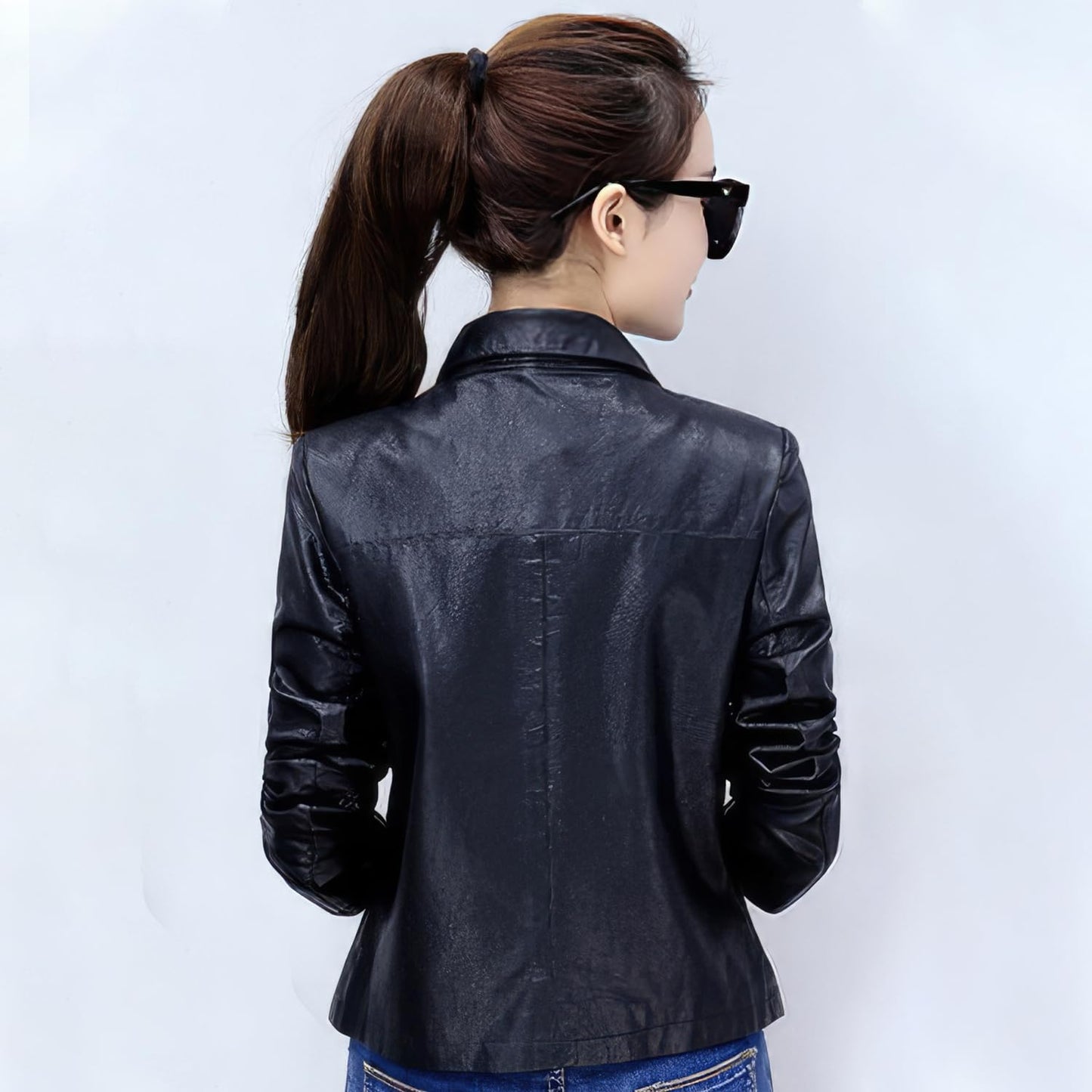 Women’s Black Quilted Sheepskin Biker Jacket with Faux Fur Hood – Arna Luxe