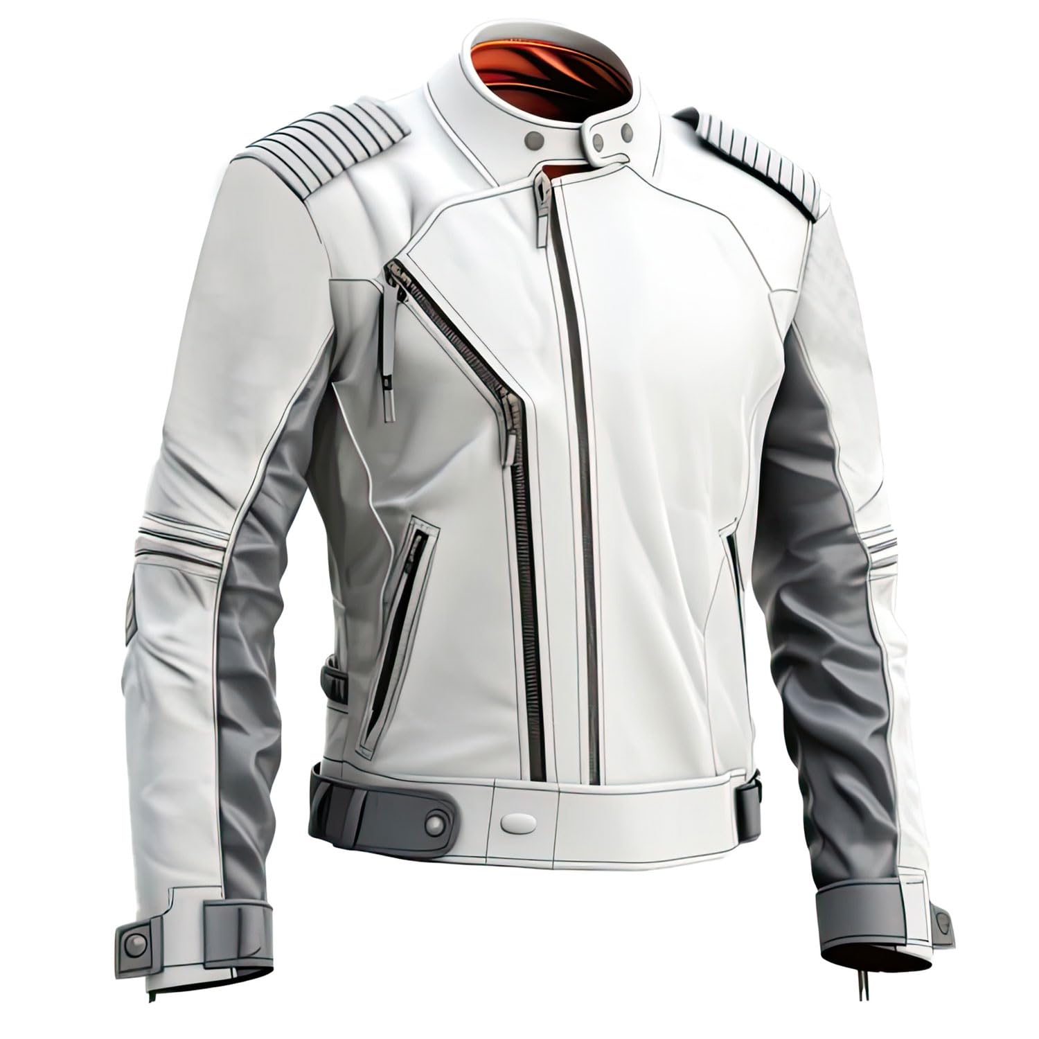 Men’s White Grey Sheepskin Biker Moto Leather Jacket | ArnaLuxe