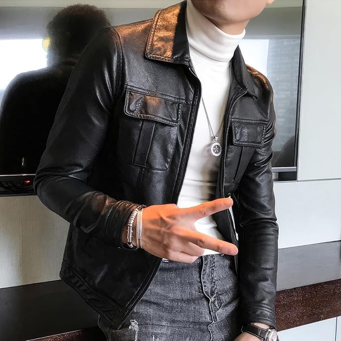 Men’s Black Lambskin Biker Jacket – ArnaLuxe