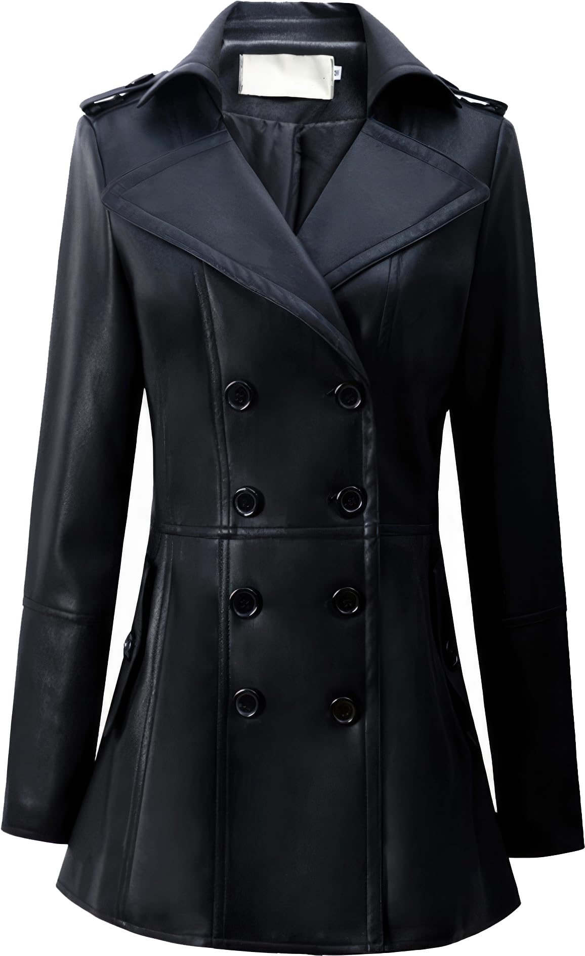 Girls’ Black Sheepskin Biker Double-Breasted Leather Trench Coat – Arna Luxe