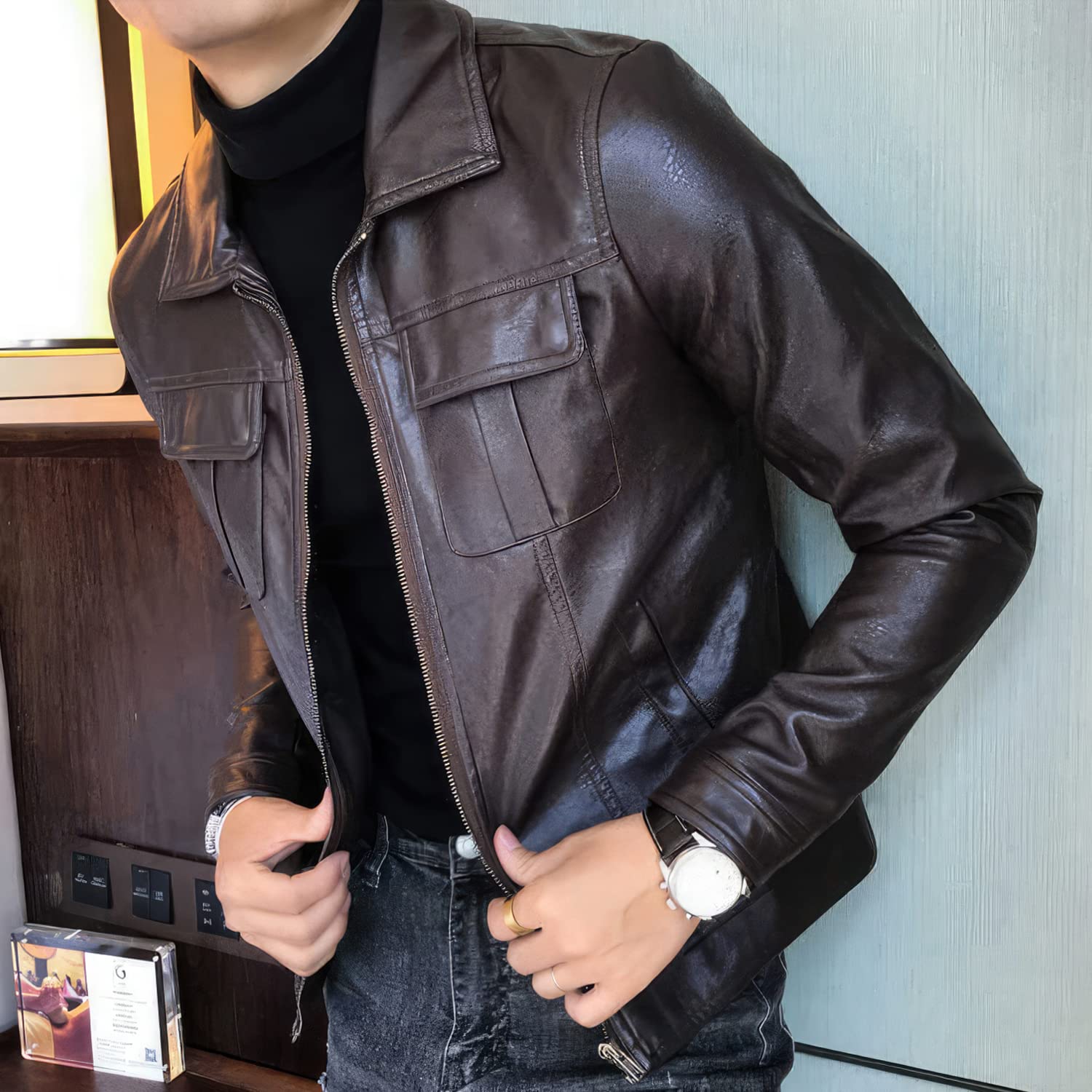 Men’s Black Lambskin Biker Jacket – ArnaLuxe