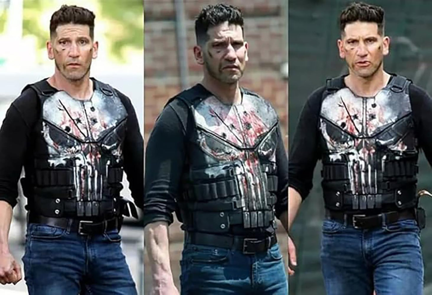 Men's Punishar Season 2 Skull Frank Castle Motorcycle Black Real Leather Vest Cosplay Costume-Gift For Him
