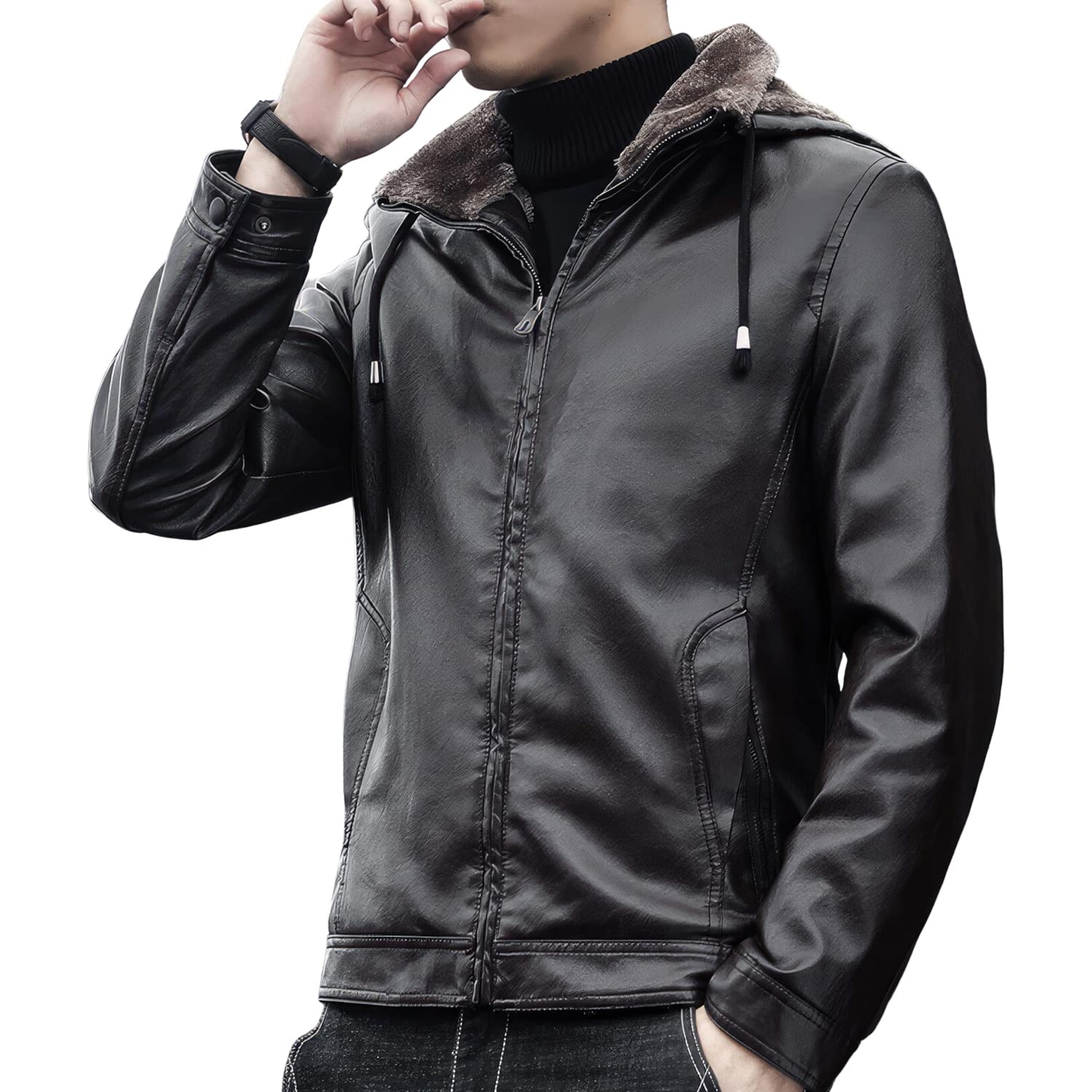 Men’s Black Sheepskin Biker Jacket – ArnaLuxe