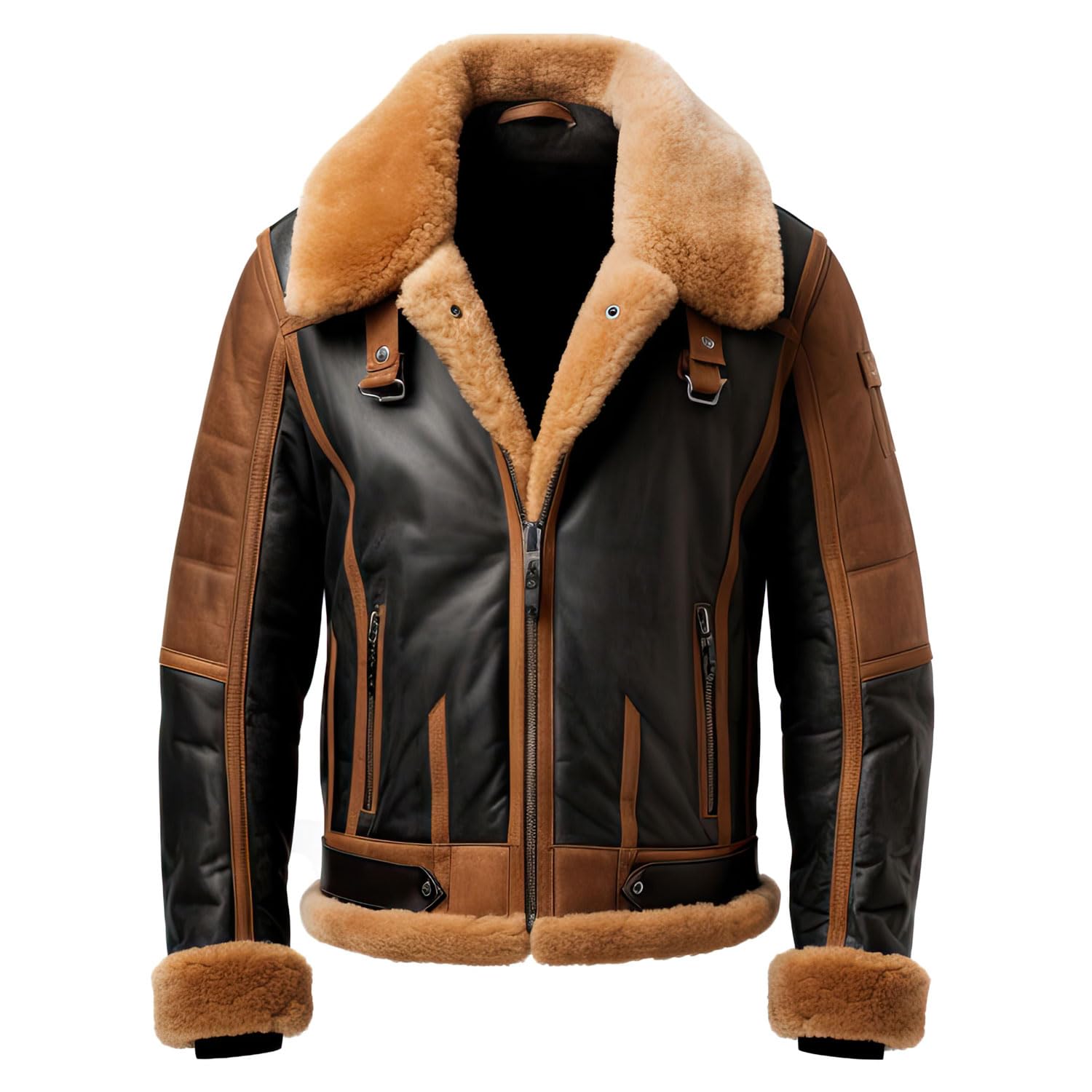Men’s Brown Black Sheepskin B3 Bomber Jacket – Arna Luxe