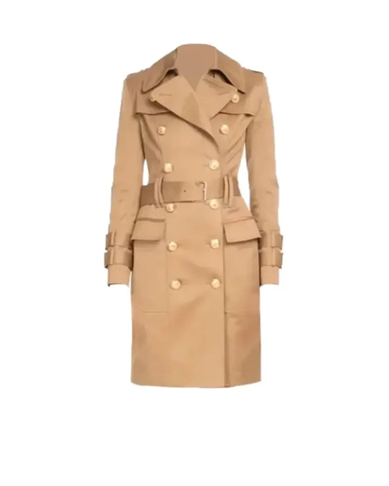 Beige Tan Camel Belted Trench Coat