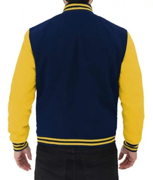 Blue and Yellow Varsity Leather Jacket