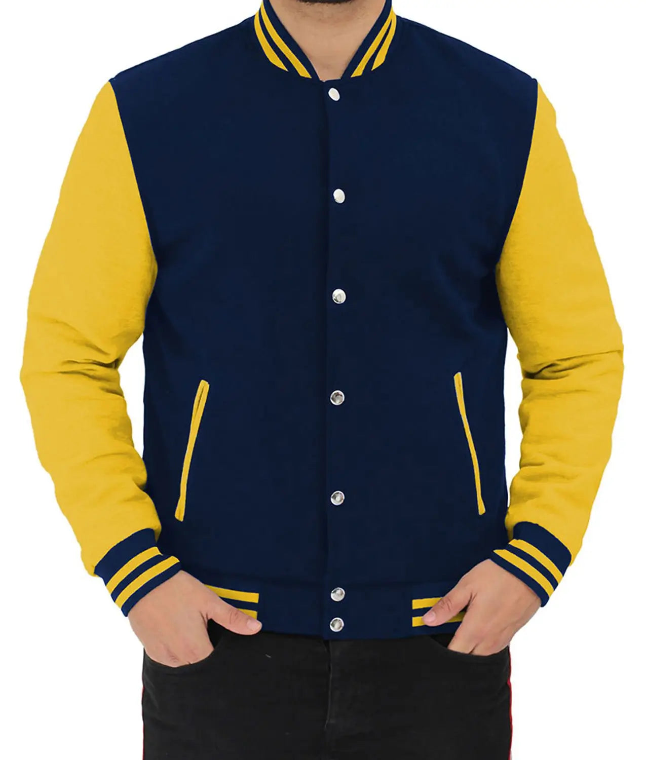 Blue and Yellow Varsity Leather Jacket