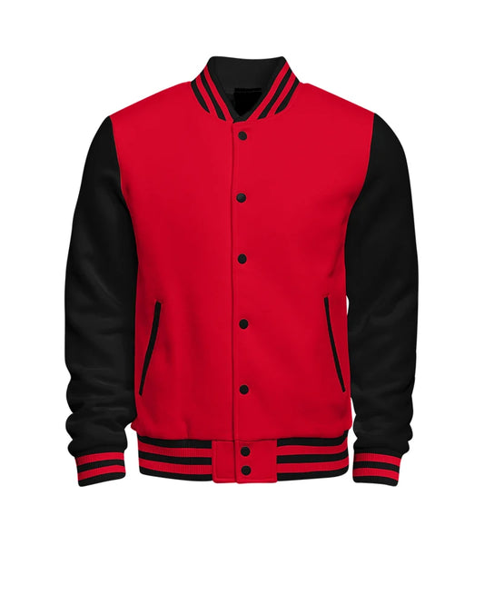 Casual Red and Black Varsity Jacket
