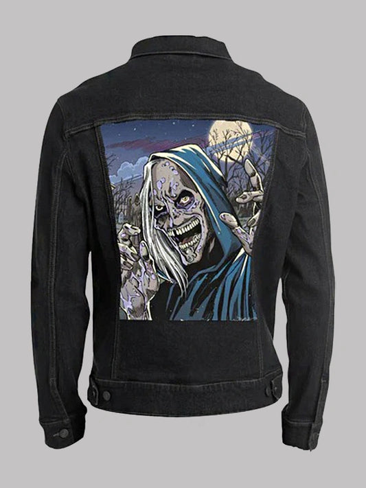 Creepshow Halloween black denim jacket for men horror costume outfit”