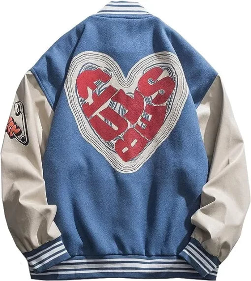 Letter Foaming Love Varsity Jacket