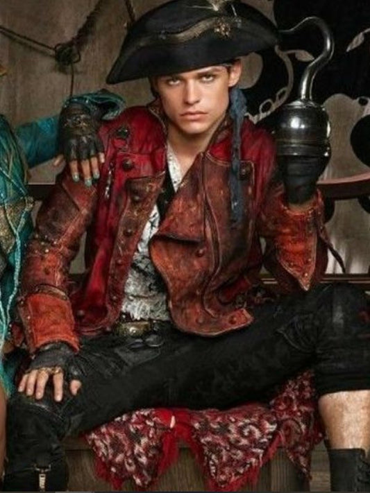Descendants 2 Thomas Doherty Red Leather Coat