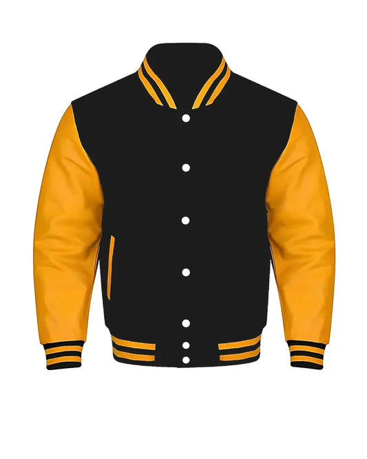 Men Black and Yellow Baseball Jacket