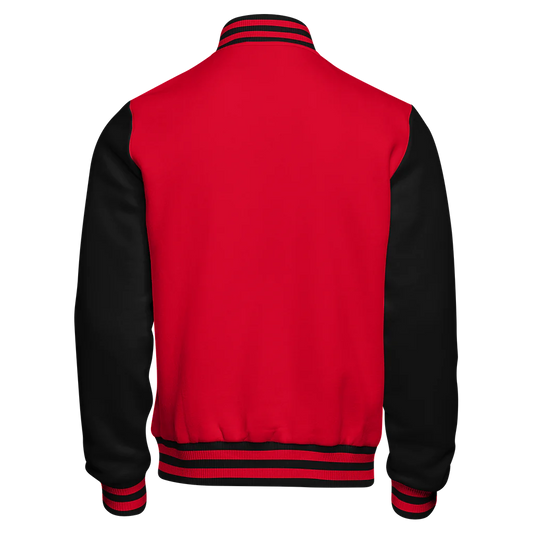 Casual Red and Black Varsity Jacket