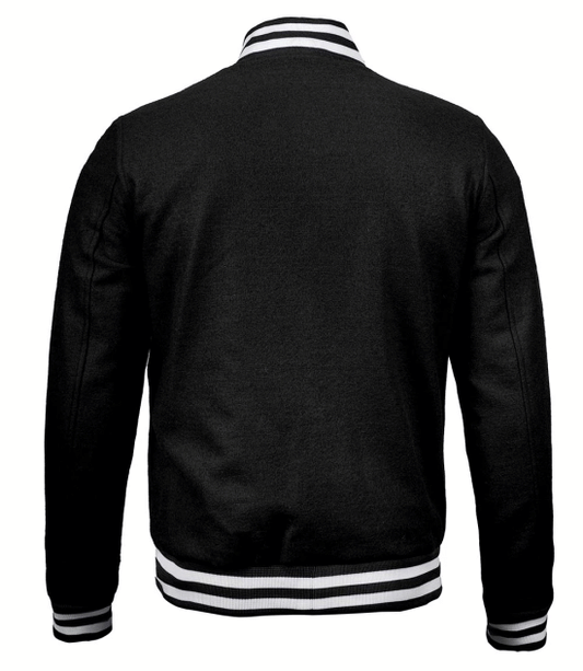 Mens Plain Black Varsity Jacket