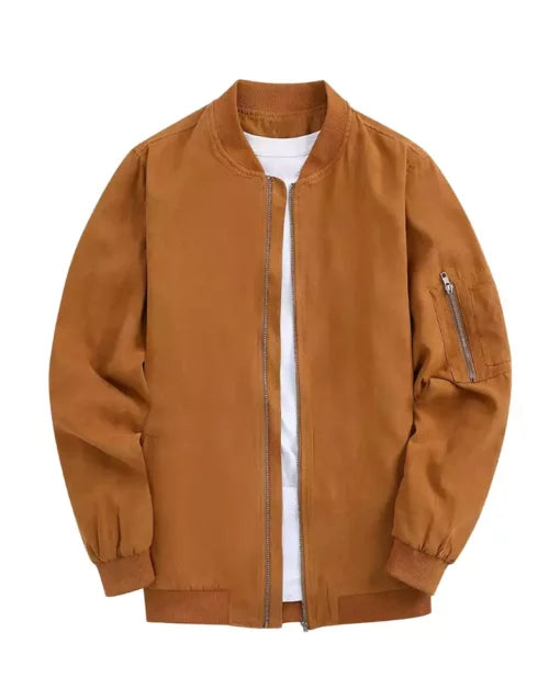 Men Suede Bomber Varsity Flight Casual Jacket