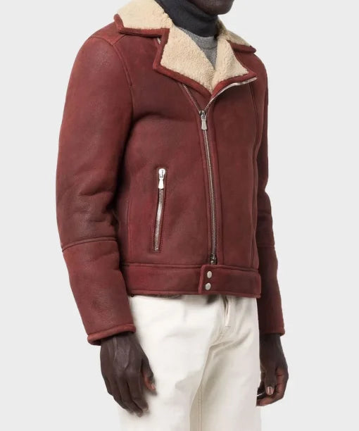 Men’s aviator jacket – burgundy genuine leather aviator bomber jacket