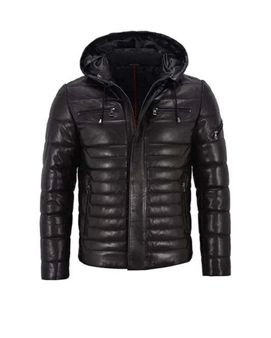 Men’s Black Puffer Hooded Jacket