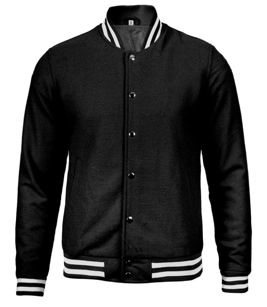 Mens Plain Black Varsity Jacket