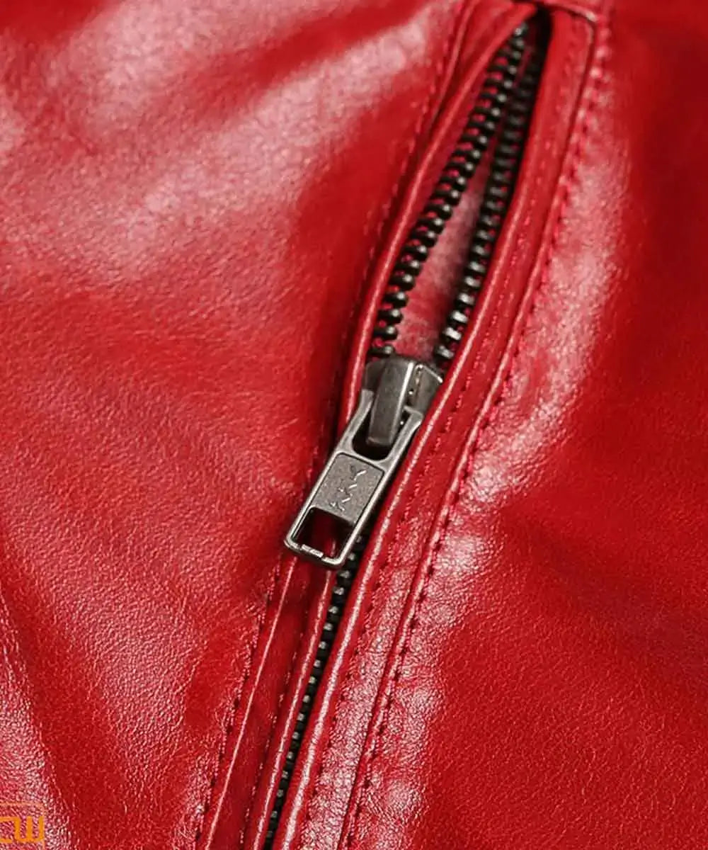 Men’s Red Shearling Leather Jacket – Genuine Sheepskin Winter Jacket