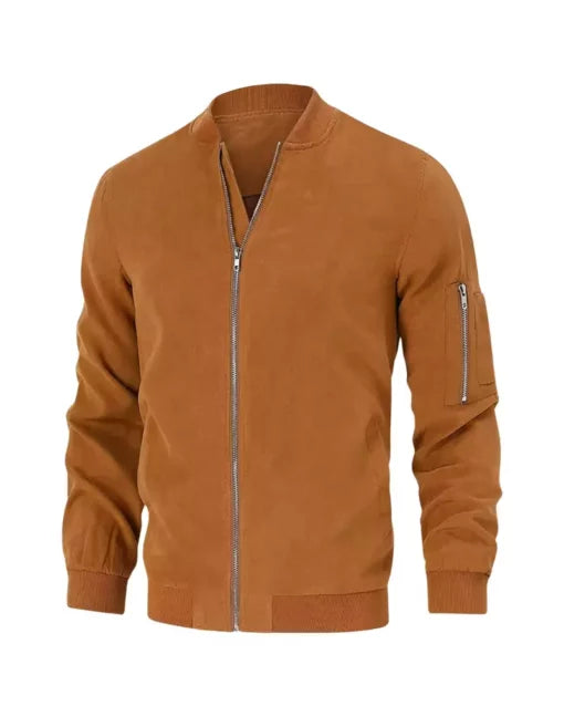 Men Suede Bomber Varsity Flight Casual Jacket
