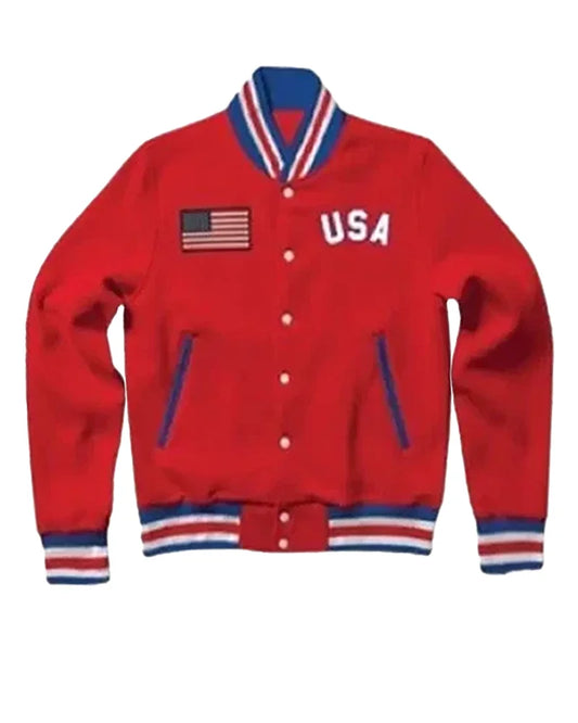 United States Red Letterman Jacket