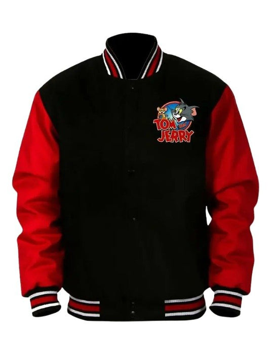 Tom Jerry Red Black Varsity Jacket