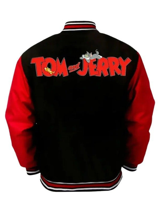 Tom Jerry Red Black Varsity Jacket