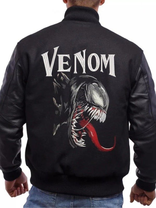 Venom Design Embroidery Varsity Jacket