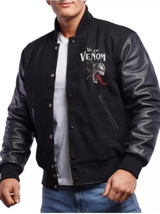 Venom Design Embroidery Varsity Jacket