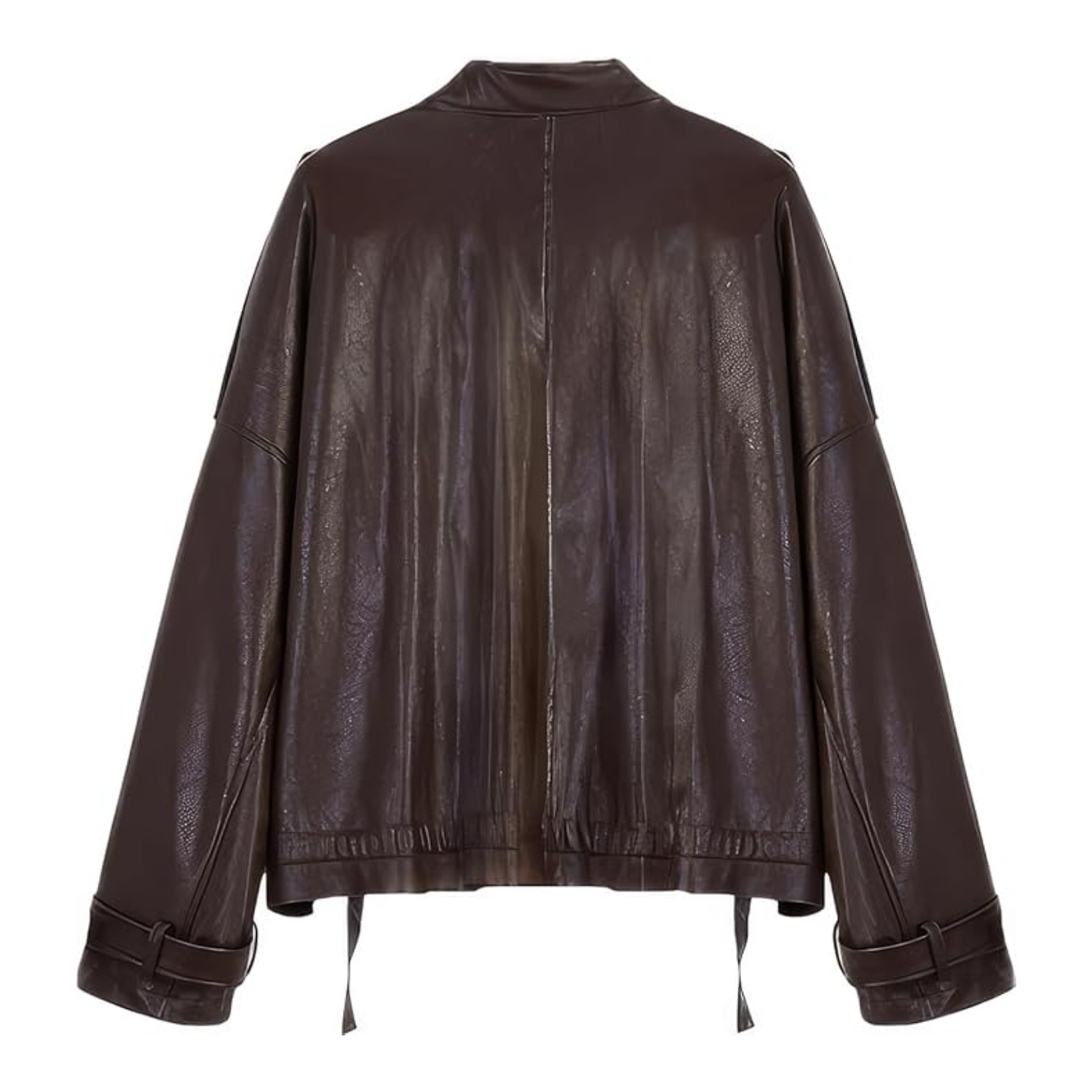 Brown leather jacket on a white background