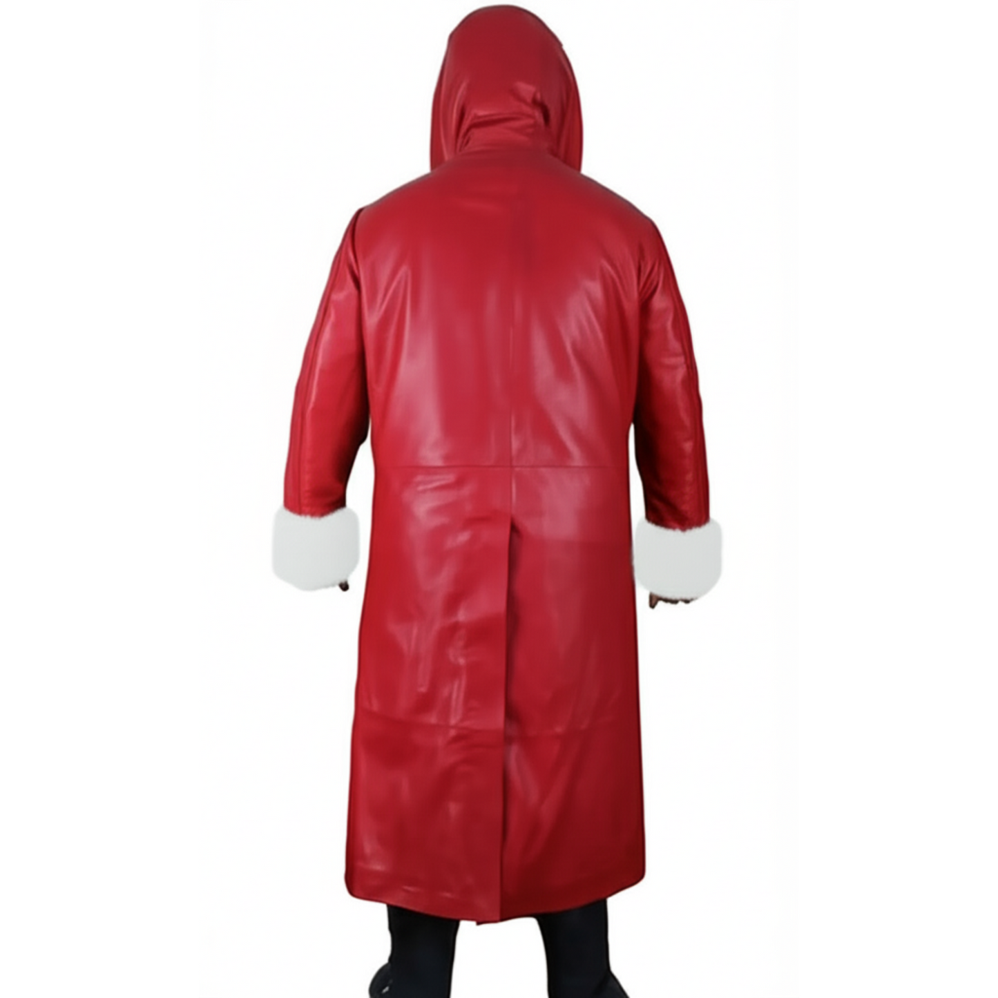 Santa Claus red wool coat inspired by Kurt Russell in The Christmas Chronicles – fur-trimmed festive jacket for men