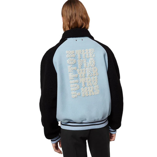 Women Blouson Wool Varsity Jacket